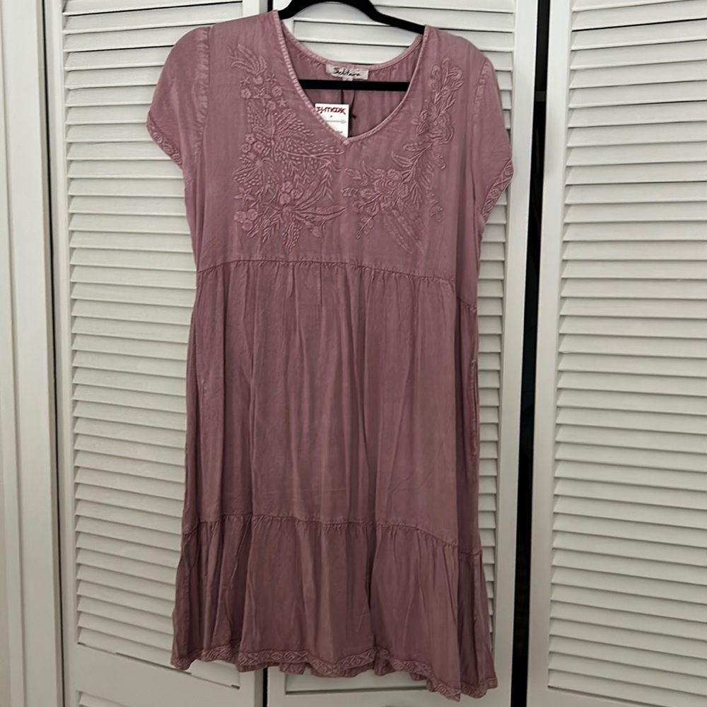 Pink embroidered dress
